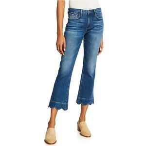 NWT FRAME Le Crop Mini Boot Jeans Scalloped Hem Medium Wash Mid Rise Size 2